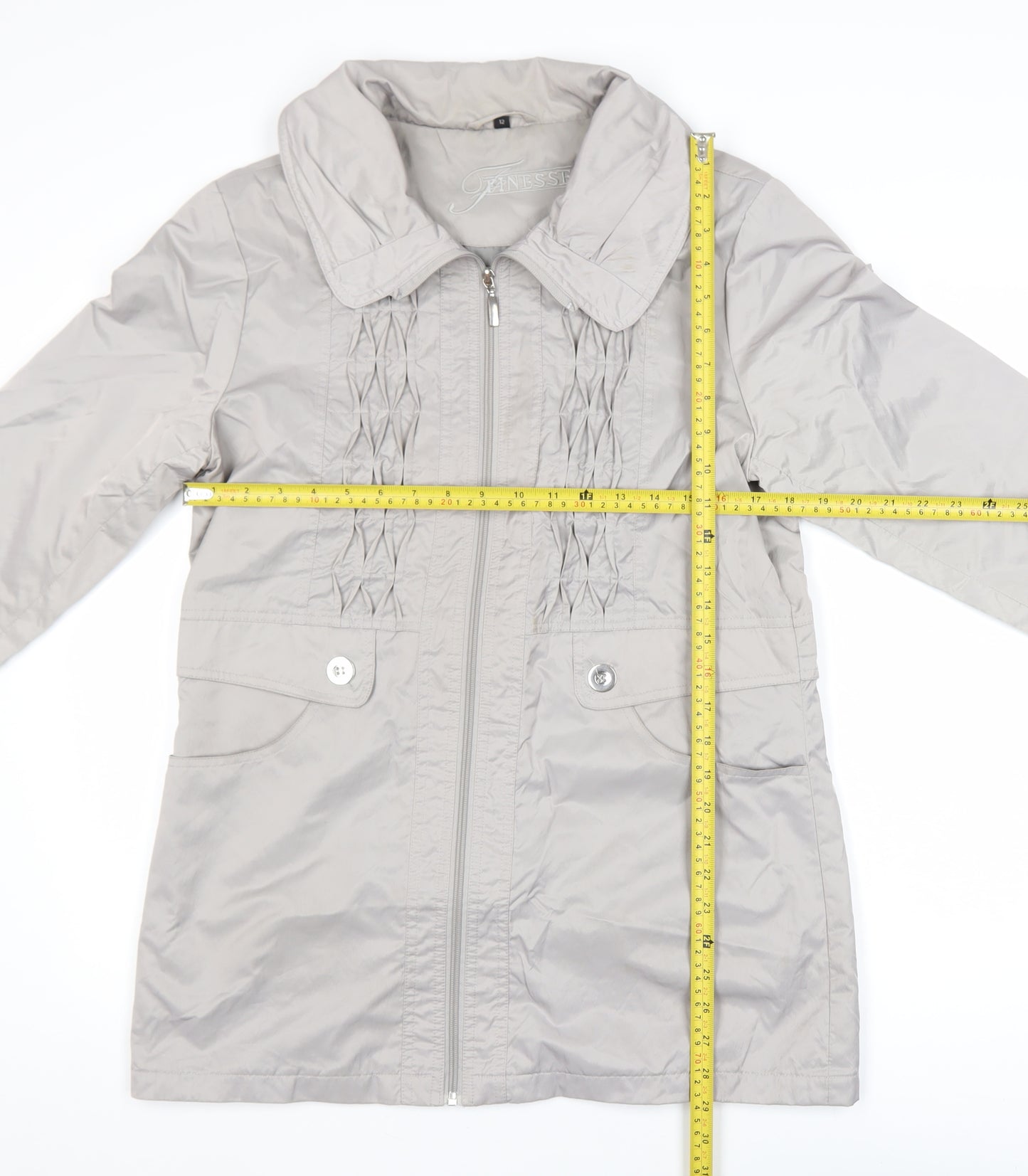 Finesse Women’s Grey Size 12 Mid-Length Zip Jacket