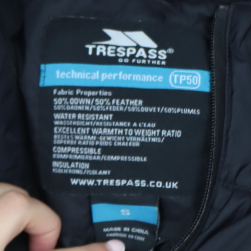 Trespass Men's Black Small Down Puffer Jacket Water Resistant Winter Coat