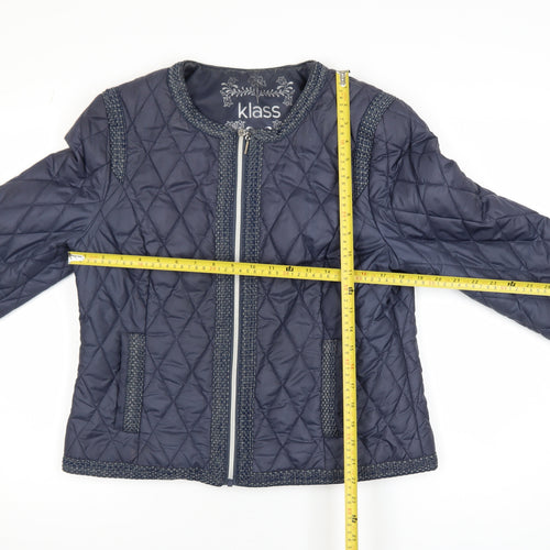 Klass Women’s Blue Quilted Full Zip Short Jacket Size 14