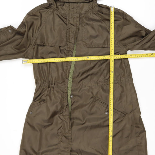 Topshop Women’s Green Hooded Parka Coat Size 8 Longline Water Resistant