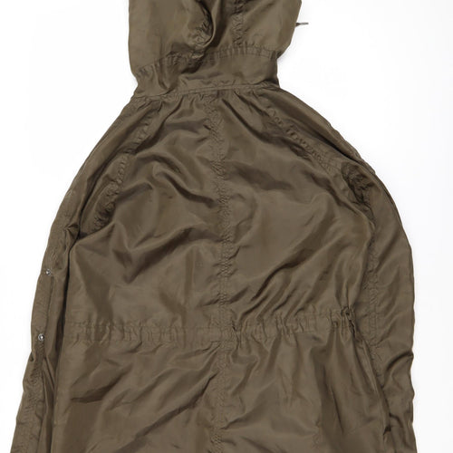 Topshop Women’s Green Hooded Parka Coat Size 8 Longline Water Resistant