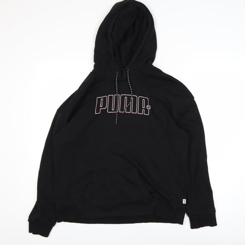 Puma Womens Black Pullover Hoodie Medium Cotton Blend Logo