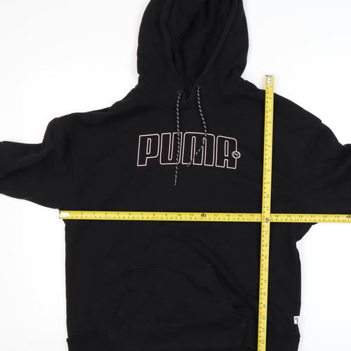 Puma Womens Black Pullover Hoodie Medium Cotton Blend Logo