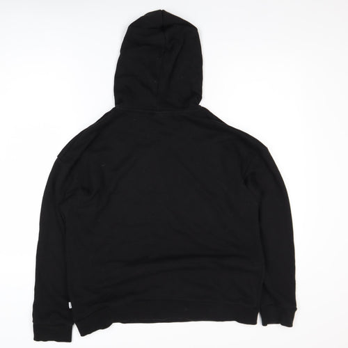 Puma Womens Black Pullover Hoodie Medium Cotton Blend Logo