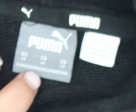 Puma Womens Black Pullover Hoodie Medium Cotton Blend Logo