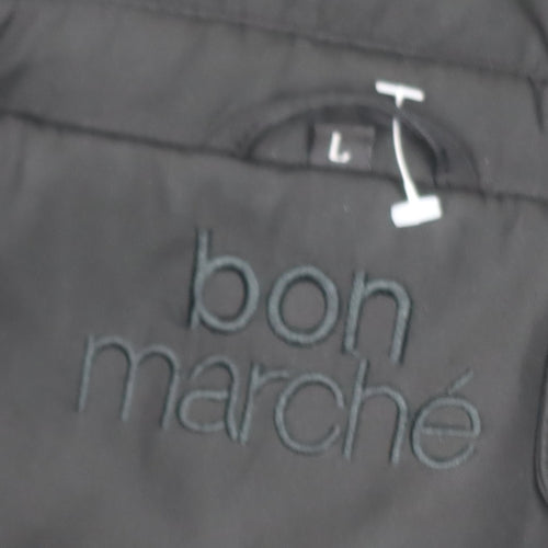 Bonmarché Women’s Black Long Hooded Parka Coat L Faux Fur Trim