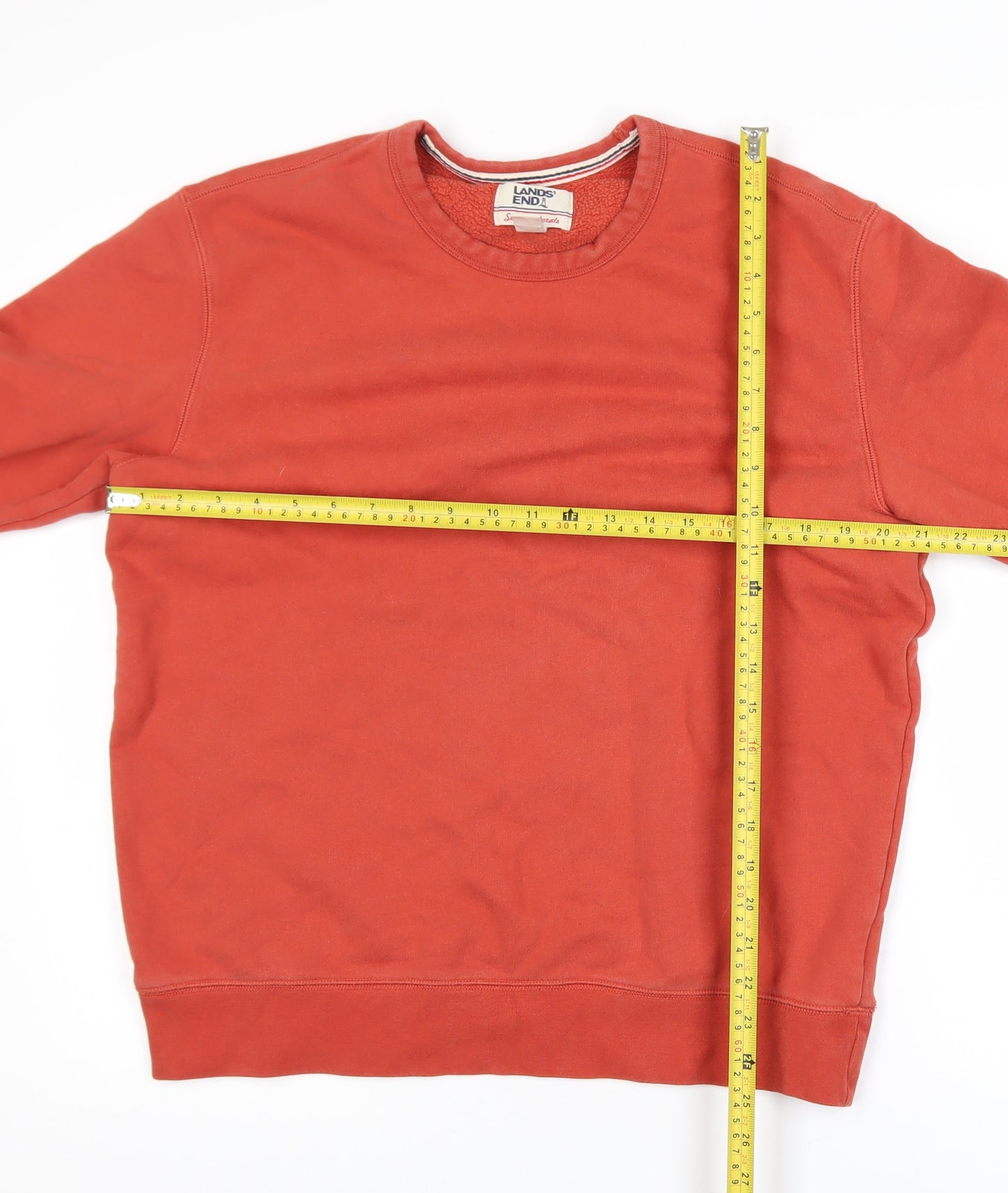 Lands' End Men's Red Pullover Sweatshirt Size M Crew Neck Fleece