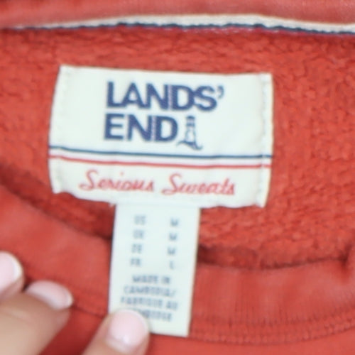 Lands' End Men's Red Pullover Sweatshirt Size M Crew Neck Fleece