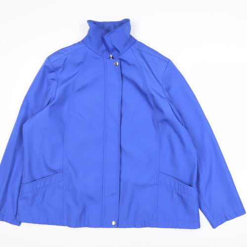 Bm Collection Womens Blue L Basic Mid-Length Zip Jacket