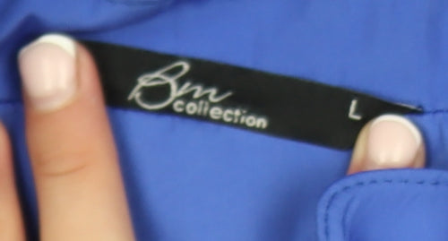 Bm Collection Womens Blue L Basic Mid-Length Zip Jacket