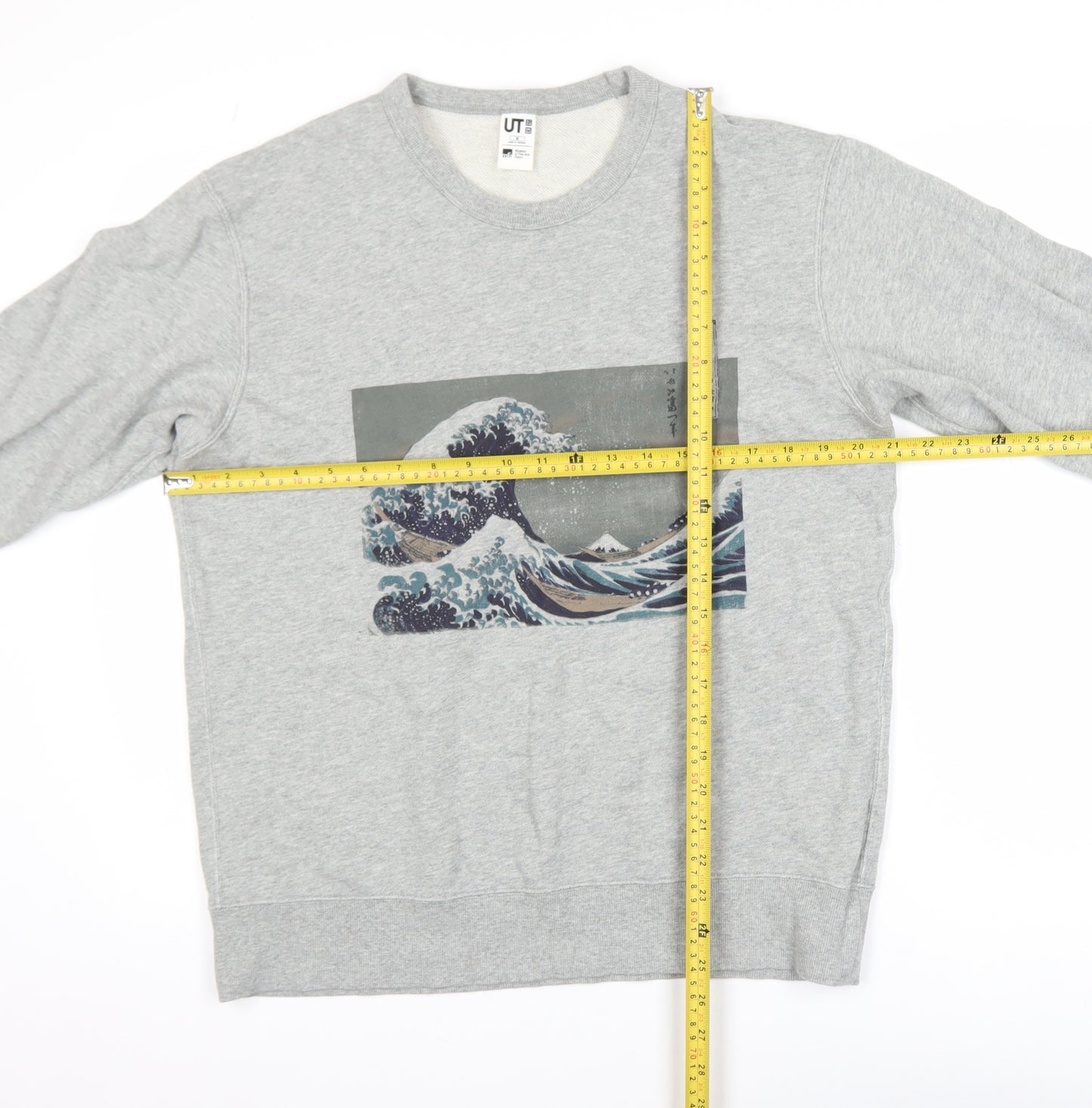 Uniqlo Men Grey Crew Neck Pullover Sweatshirt M Art Print