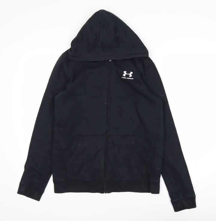Under Armour Boys Black XL Full Zip Hooded Fleece Active Jacket