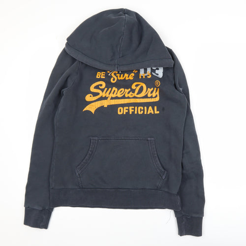 Superdry Mens Navy Hoodie Size M Pullover Graphic Print Cotton Blend