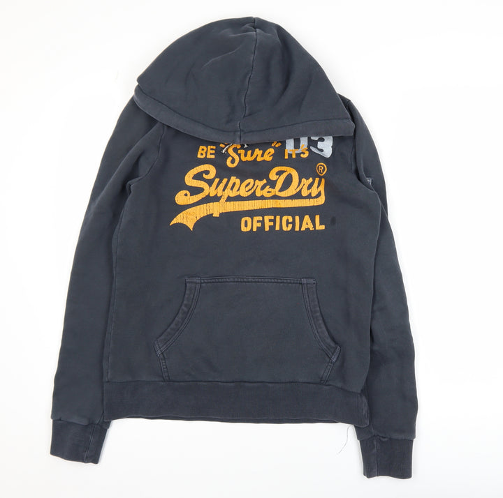 Superdry Mens Navy Hoodie Size M Pullover Graphic Print Cotton Blend