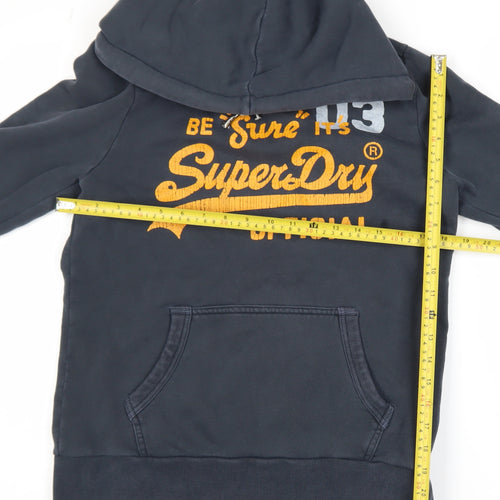 Superdry Mens Navy Hoodie Size M Pullover Graphic Print Cotton Blend