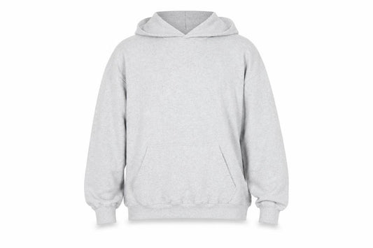 Front view of boohooMAN Men’s Grey Pullover Hoodie S Graphic Angel Print