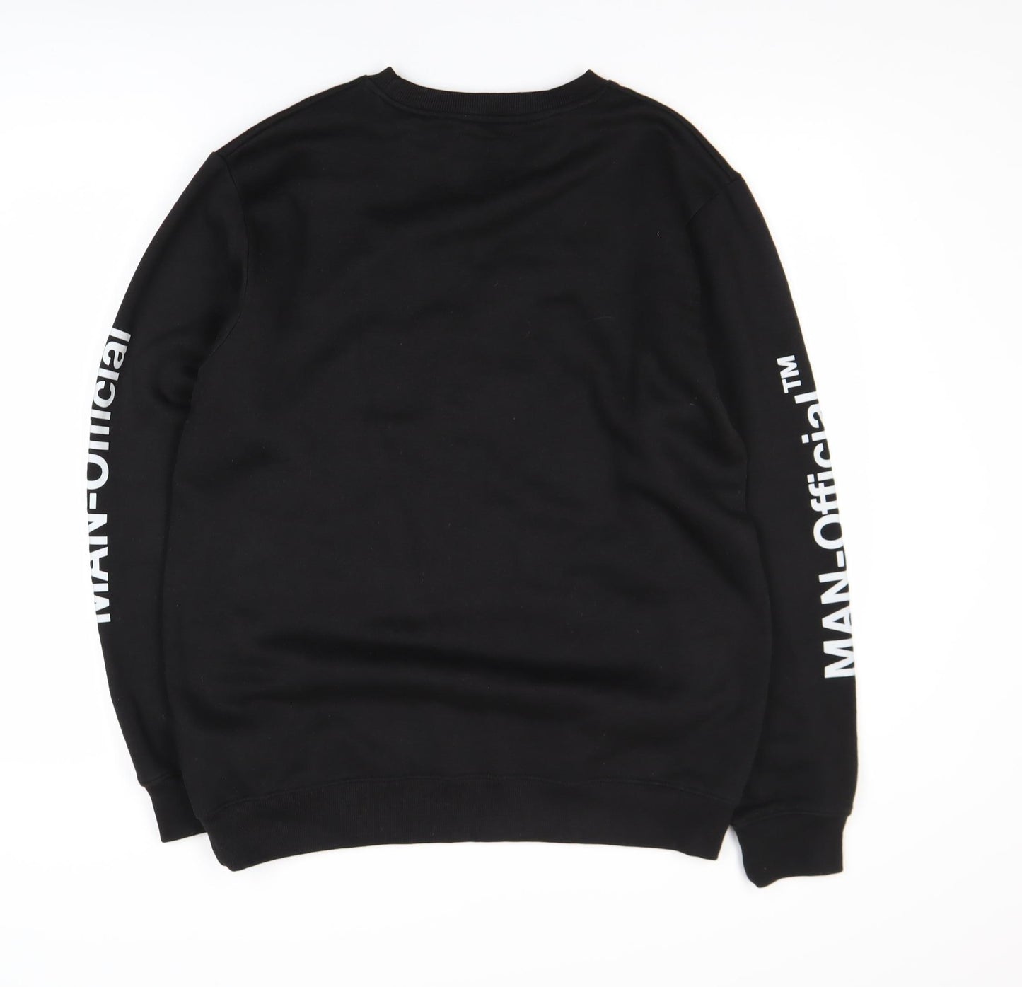 boohooMAN Men's Black & Pink Pullover Sweatshirt M Graphic Logo Crew Neck