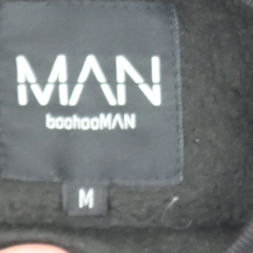 boohooMAN Men's Black & Pink Pullover Sweatshirt M Graphic Logo Crew Neck