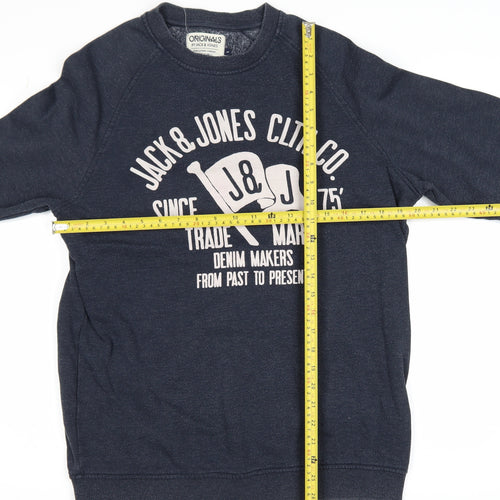 Jack & Jones Men's Blue Large Pullover Sweatshirt with Logo Print