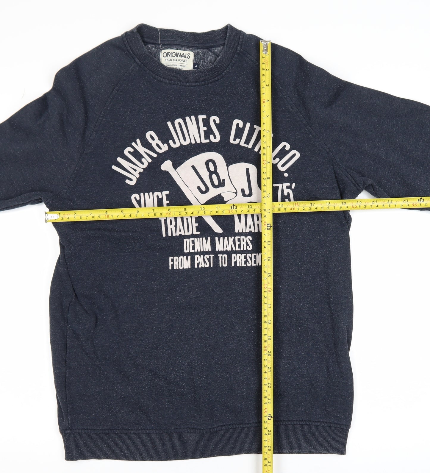 Jack & Jones Men's Blue Large Pullover Sweatshirt with Logo Print