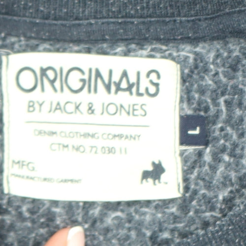 Jack & Jones Men's Blue Large Pullover Sweatshirt with Logo Print