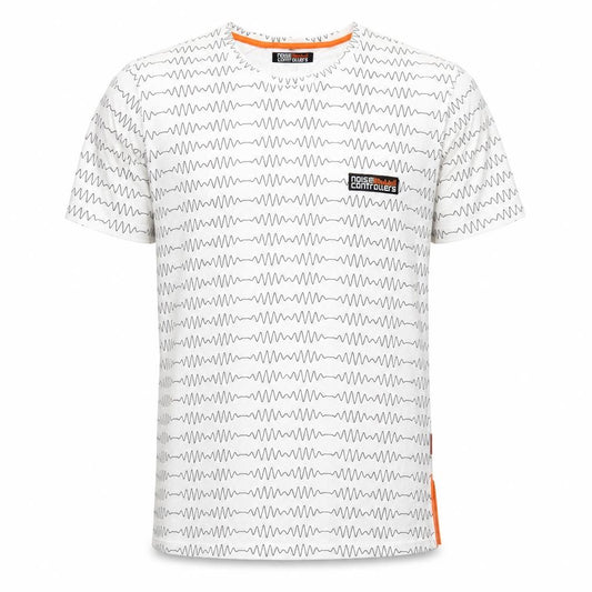 Front view of Noisecontrollers Men's White XL Graphic Music T-Shirt Cotton