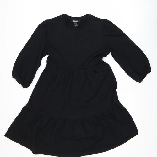 New Look Maternity Black Knee Length Smocked Jersey Dress Size 10