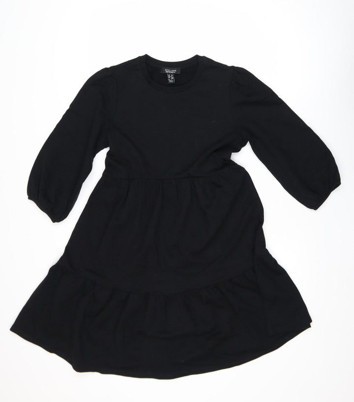 New Look Maternity Black Knee Length Smocked Jersey Dress Size 10