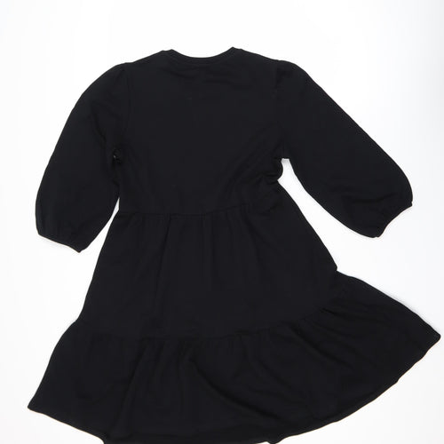 New Look Maternity Black Knee Length Smocked Jersey Dress Size 10