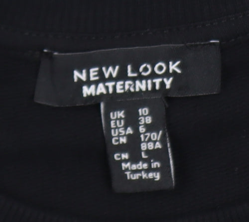 New Look Maternity Black Knee Length Smocked Jersey Dress Size 10