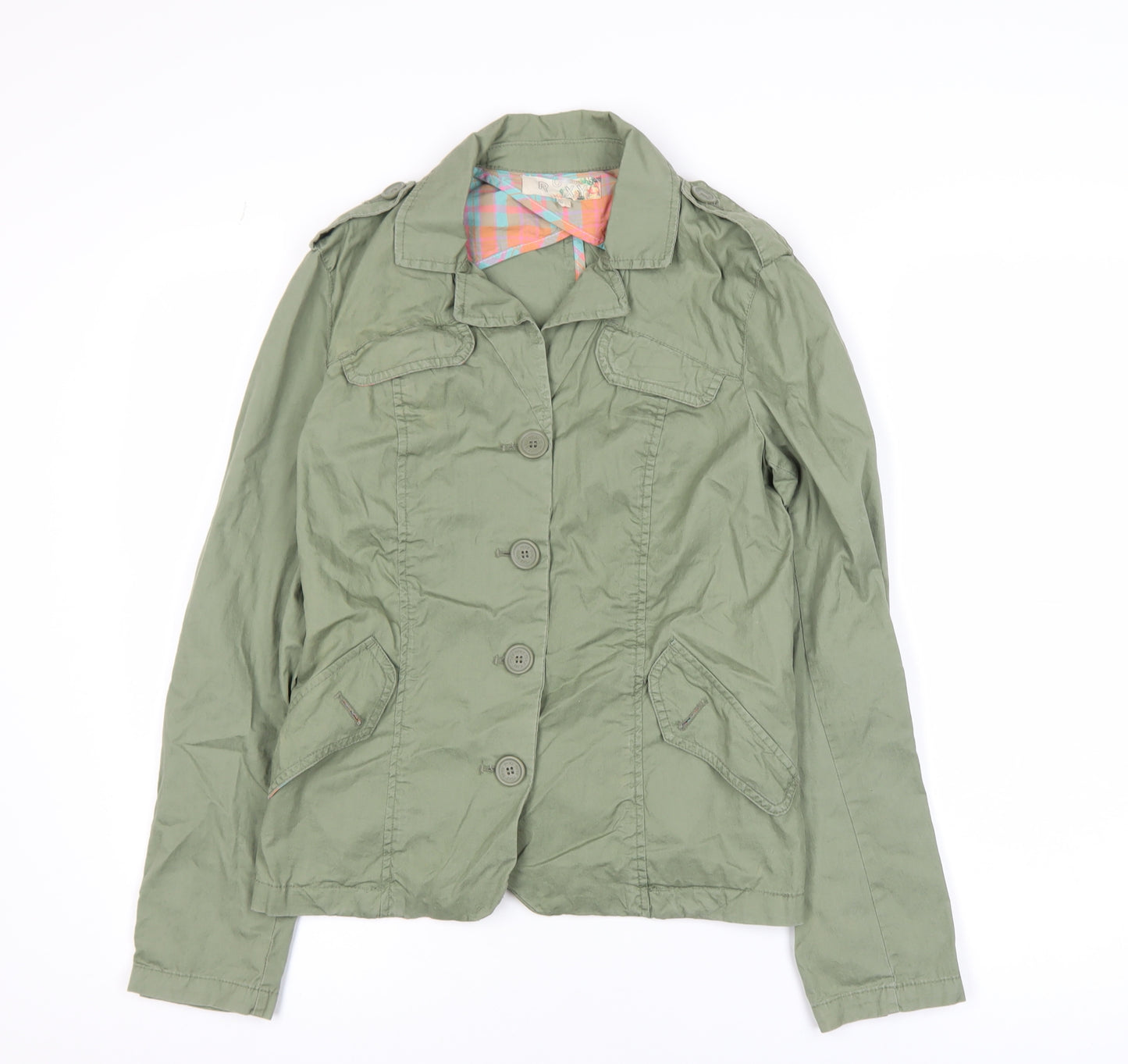 Roxy Women’s Green Cotton Military Jacket Size S Button Front