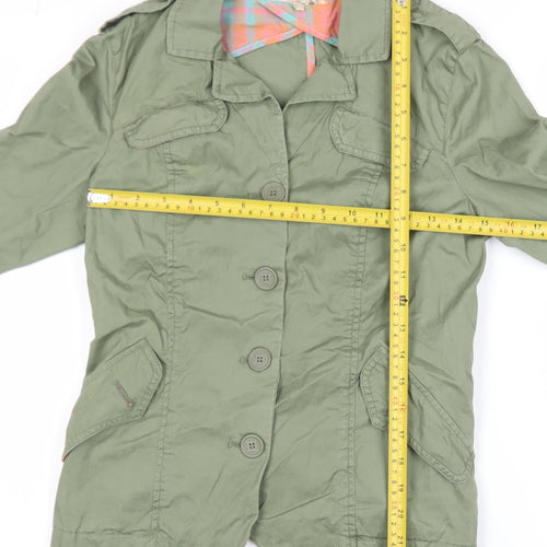 Roxy Women’s Green Cotton Military Jacket Size S Button Front