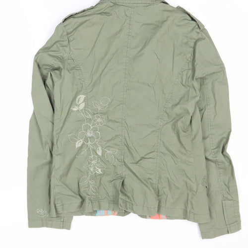 Roxy Women’s Green Cotton Military Jacket Size S Button Front