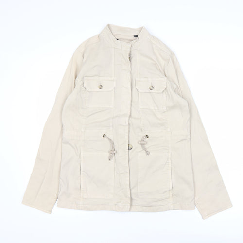 Capsule Women Beige Military Jacket UK 10 Cotton Mid-Length