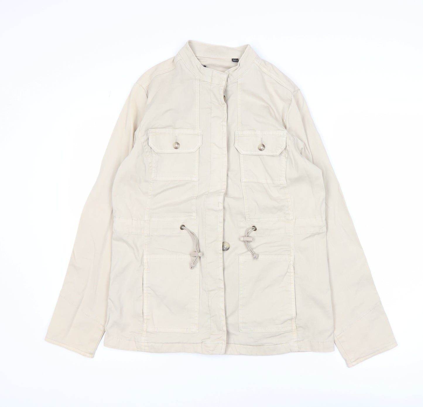 Capsule Women Beige Military Jacket UK 10 Cotton Mid-Length