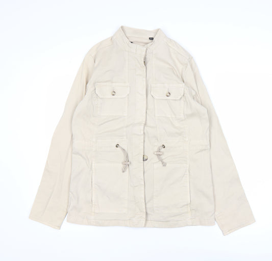 Capsule Women Beige Military Jacket UK 10 Cotton Mid-Length