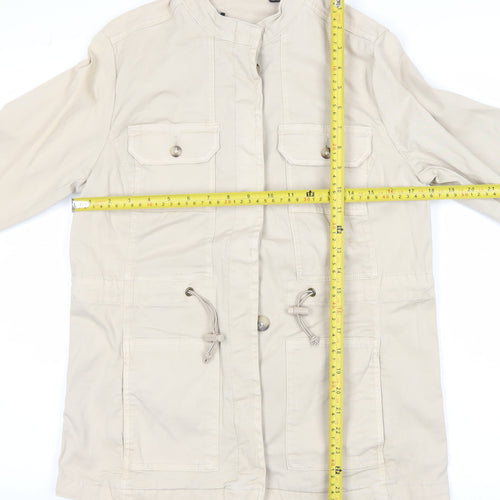 Capsule Women Beige Military Jacket UK 10 Cotton Mid-Length