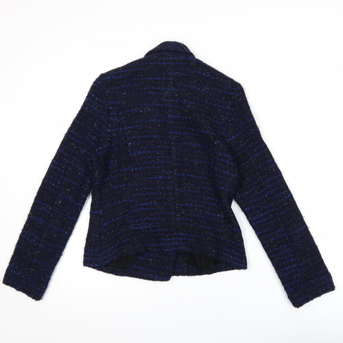 Linea Weekend Women's Blue Tweed Biker Jacket Size 8