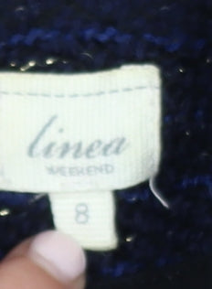 Linea Weekend Women's Blue Tweed Biker Jacket Size 8