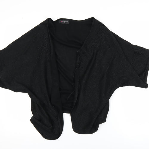 bm collection Women Black Embroidered Knit Shrug L Lightweight
