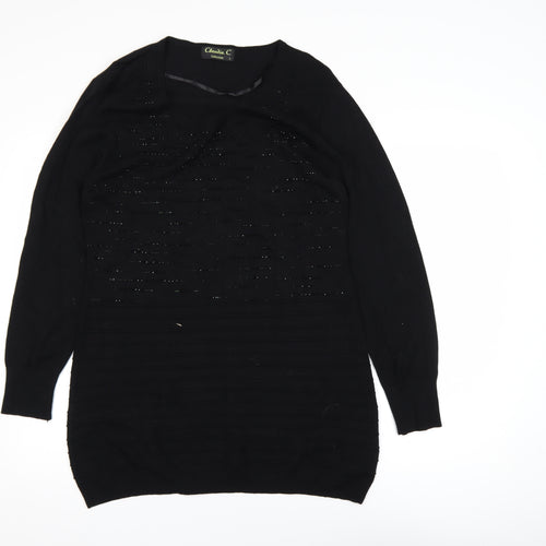 Claudia C Women's Black Long Sleeve Tunic Viscose Knit Top L