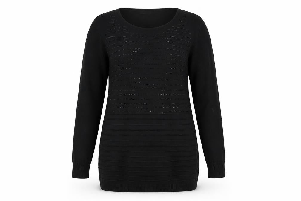 Claudia C Women's Black Long Sleeve Tunic Viscose Knit Top L