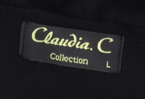 Claudia C Women's Black Long Sleeve Tunic Viscose Knit Top L