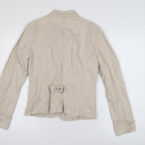 Warehouse Women’s Beige Linen Cotton Belted Jacket Size 12