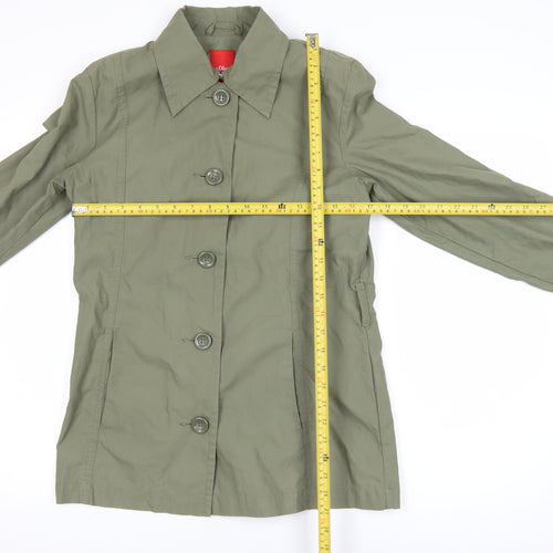 s.Oliver Women’s Green Cotton Blend Mid-Length Casual Jacket Size 8