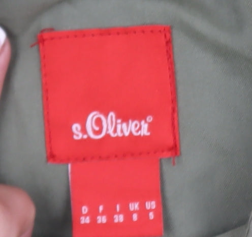 s.Oliver Women’s Green Cotton Blend Mid-Length Casual Jacket Size 8