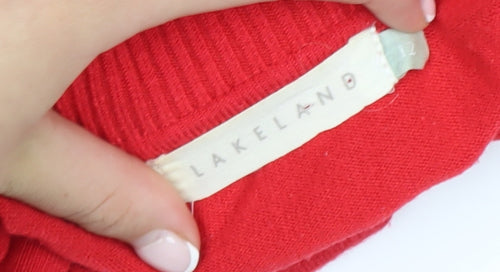 Lakeland Womens Red Roll Neck Button Knit Top Size 12