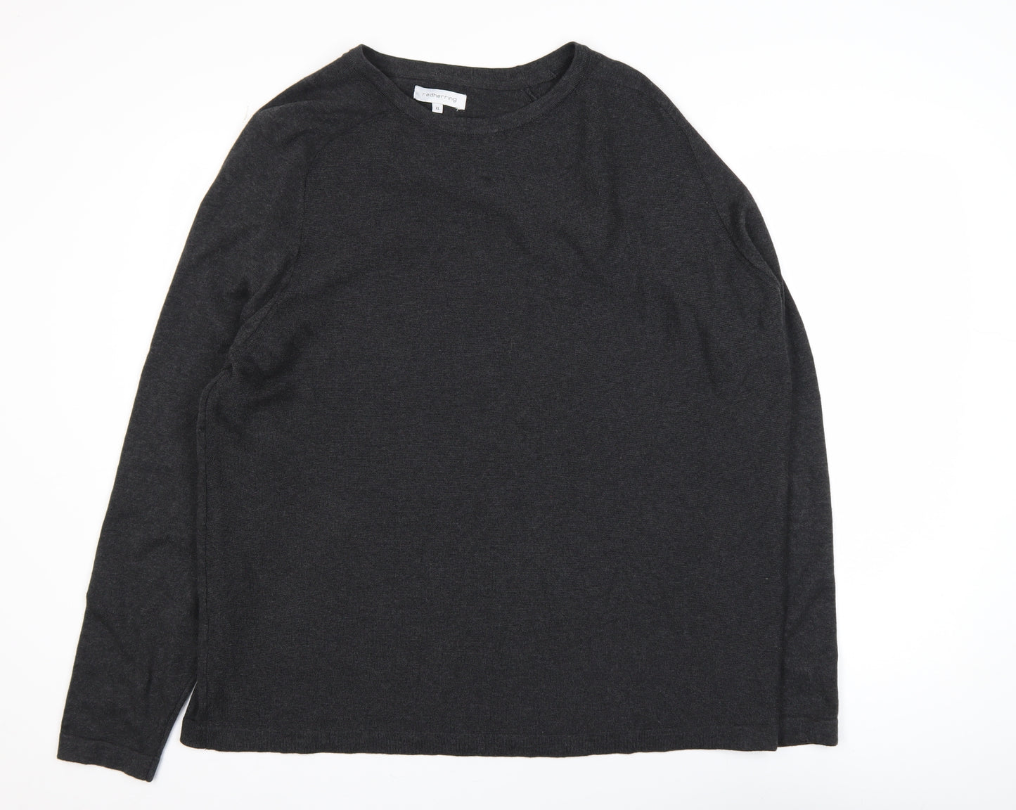 Red Herring Men's Black Cotton Crew Neck Pullover Jumper XL