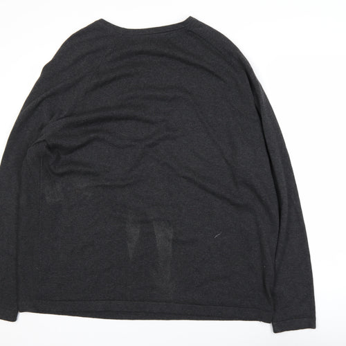 Red Herring Men's Black Cotton Crew Neck Pullover Jumper XL