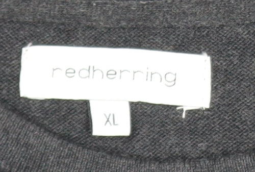Red Herring Men's Black Cotton Crew Neck Pullover Jumper XL